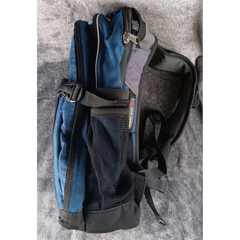 High Sierra Backpack Blue Gray School Travel Hiking Book Bag - Picture 4 of 16